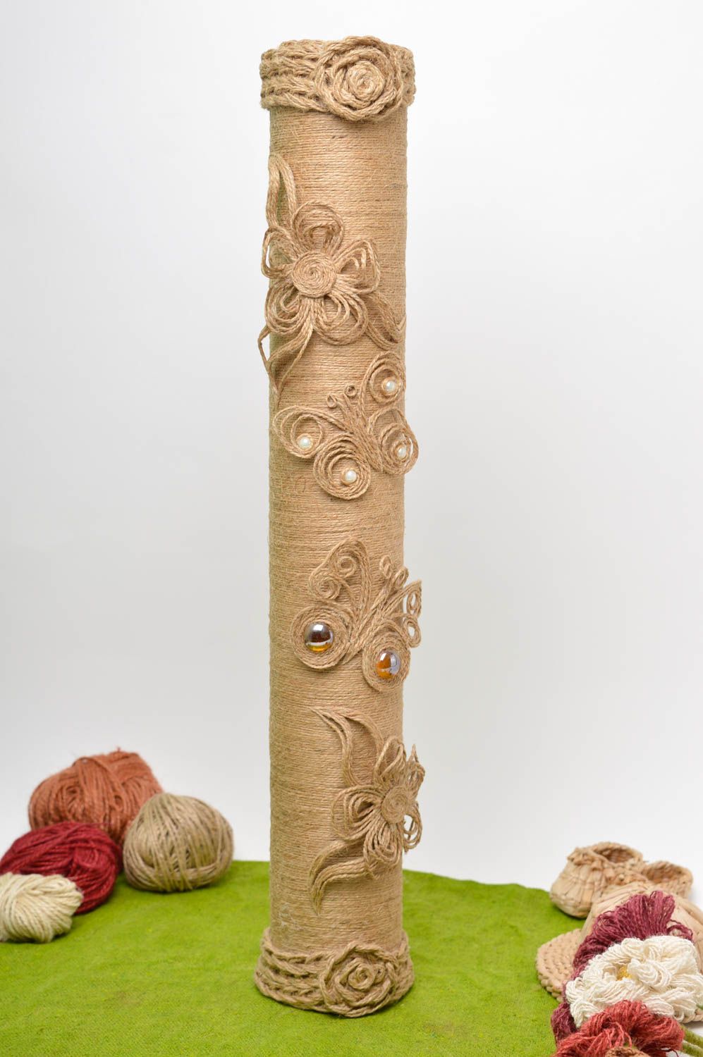 Deko Vase handmade ausgefallener Dekoartikel Wohnzimmer Deko aus Kordel foto 1