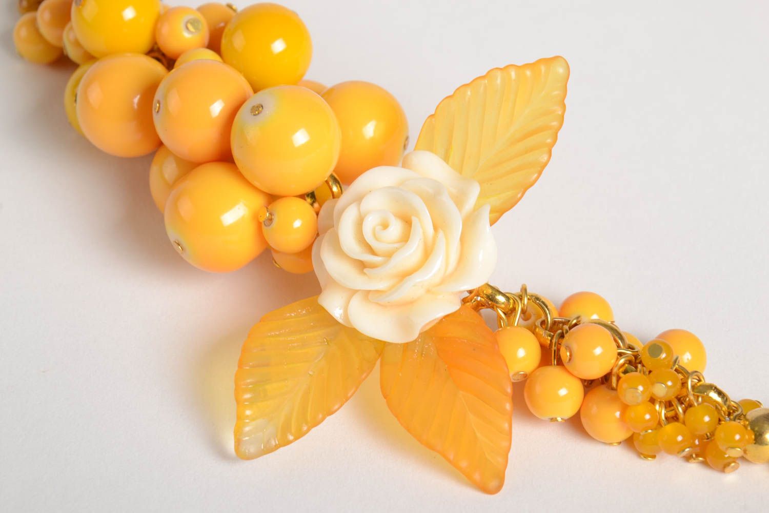 Yellow handmade beaded necklace fashion accessories artisan jewelry designs photo 2