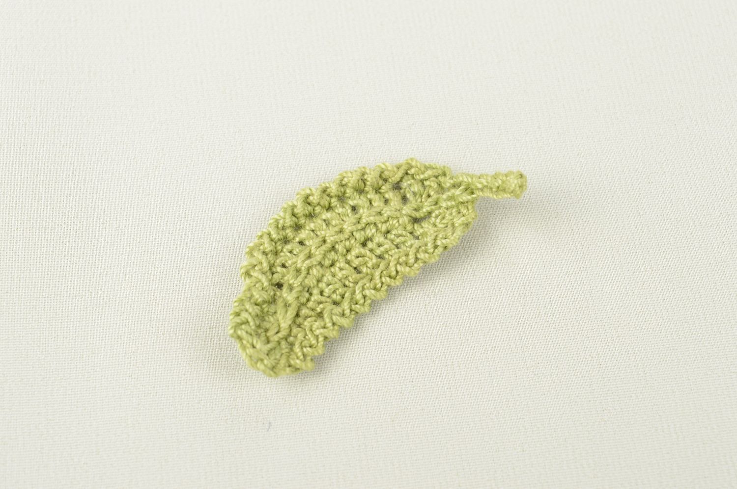 Feuille tricot fait main Fourniture bijoux verte au crochet Loisirs créatifs photo 1