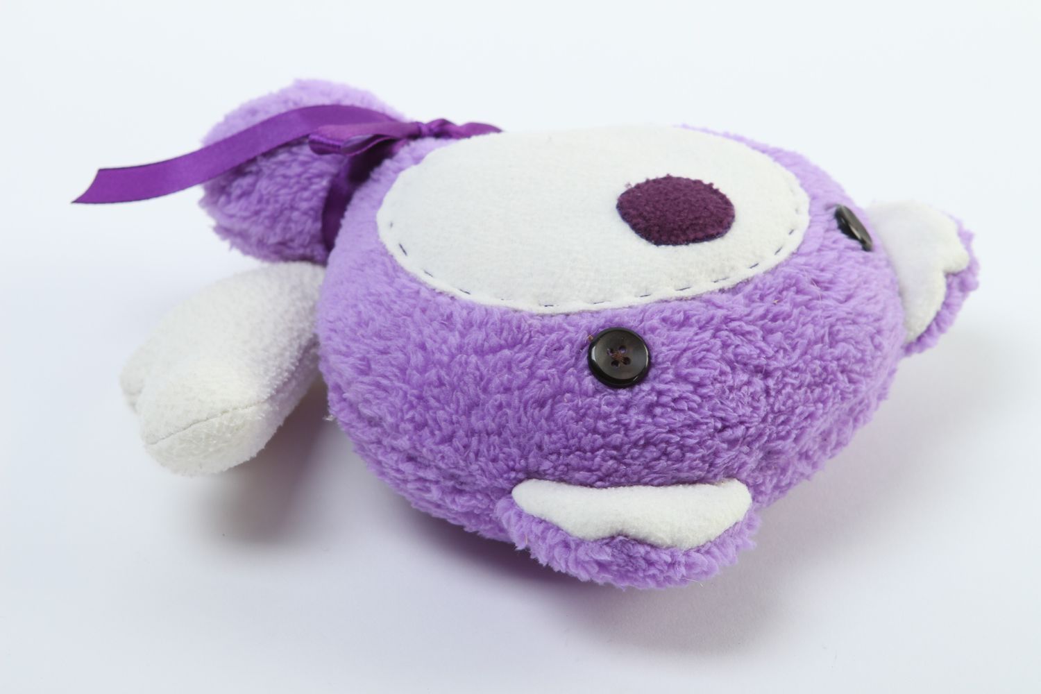 Игрушка ручной работы игрушка мишка интересный подарок для ребенка фиолетовый фото 3