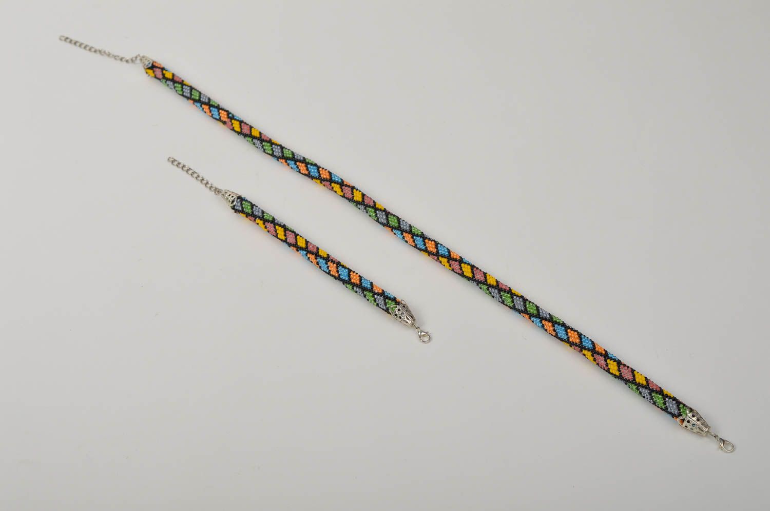 Bijoux fait main Collier spirale Bracelet perles rocaille multicolores set photo 4
