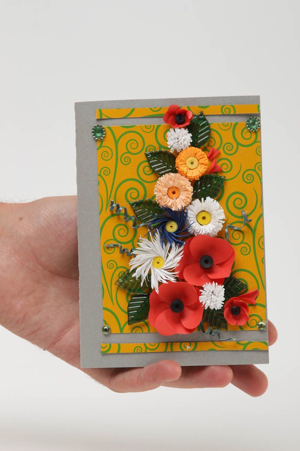 Tarjeta de felicitación con flores bonitas postal hecha a mano regalo original foto 5