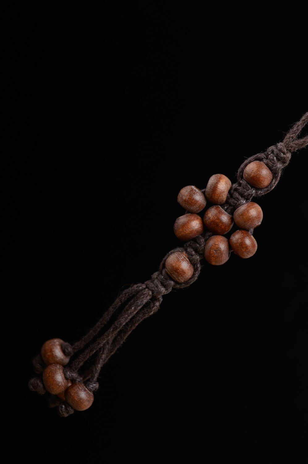 Porte-clés en macramé avec perles en bois marron original fait main pour femme photo 5