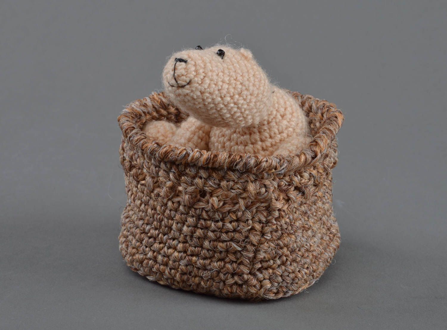 Beautiful handmade designer crochet basket for toys or home decor photo 1