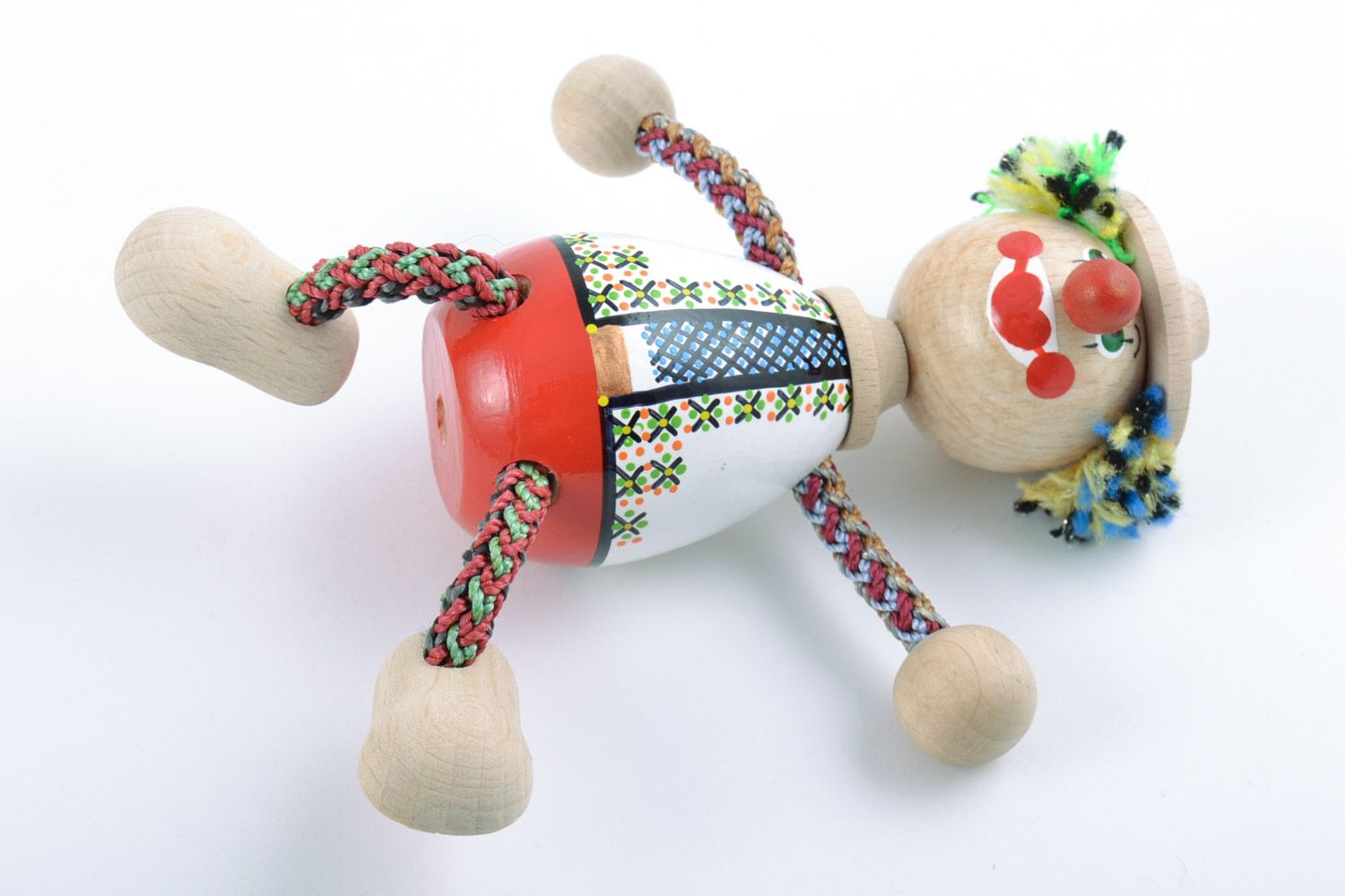 Handmade Öko Spielzeug Clown bunt bemalt originell klein für Kinderspiele foto 4