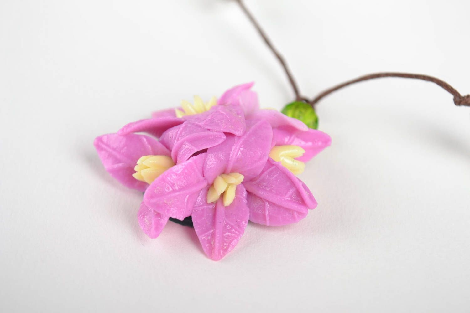Anhänger Schmuck Blumen Halskette handgemachter Schmuck aus Polymerton lila foto 3
