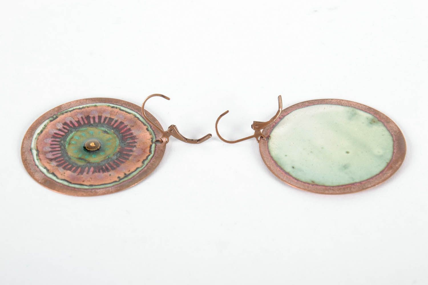 Big Round Earrings Made of Copper photo 2