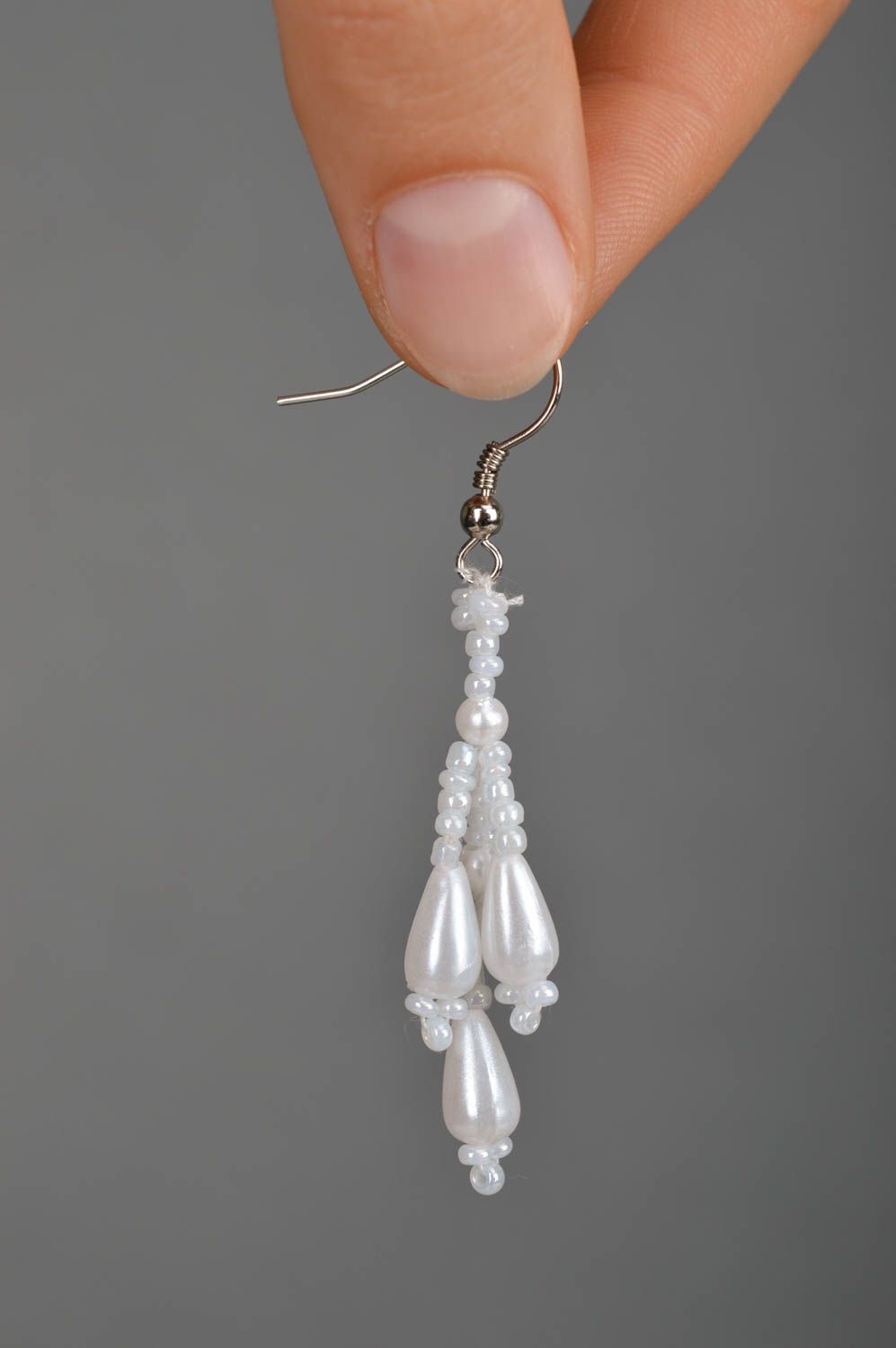 Juwelier Modeschmuck lange weiße schöne Handmade Ohrringe Geschenk für Frauen foto 5