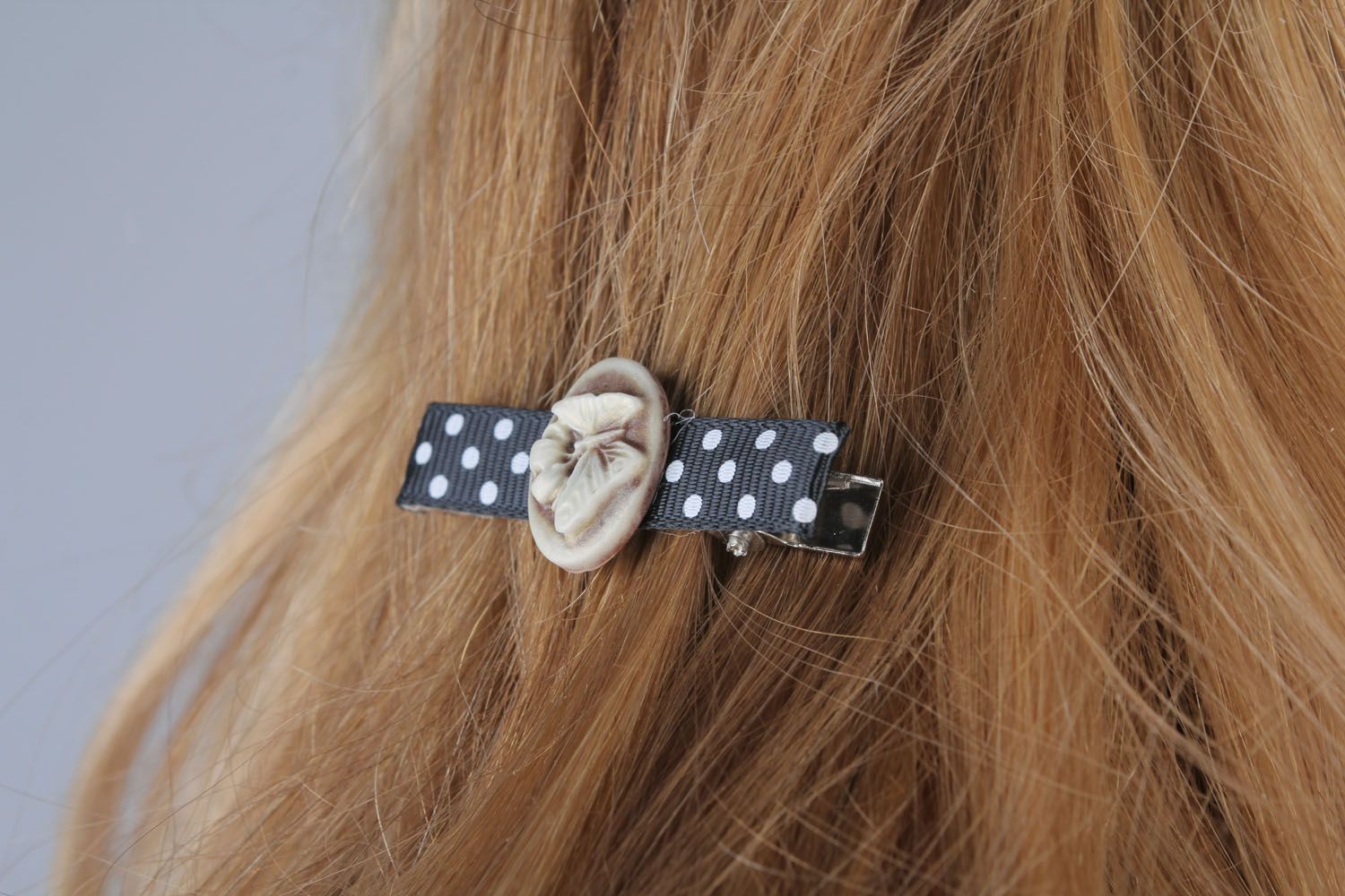 Hair clip made of corded silk ribbon photo 5