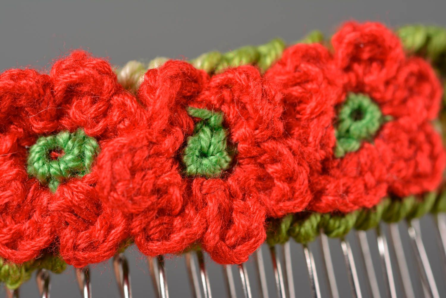 Handmade barrette crocheted hair comb flower hair accessory for girls photo 2