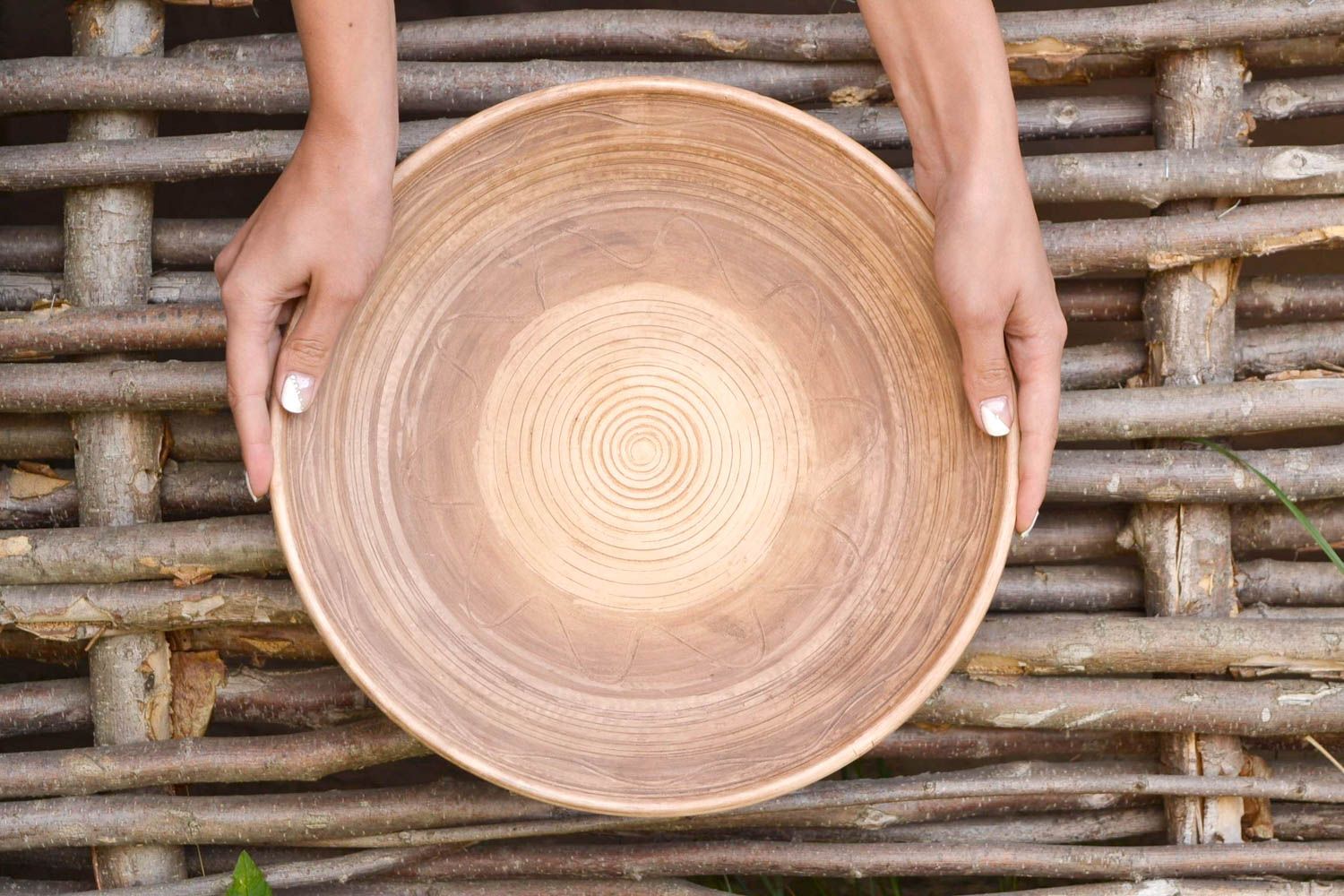 Керамическая тарелка ручной работы глиняная посуда большая керамическая посуда фото 2