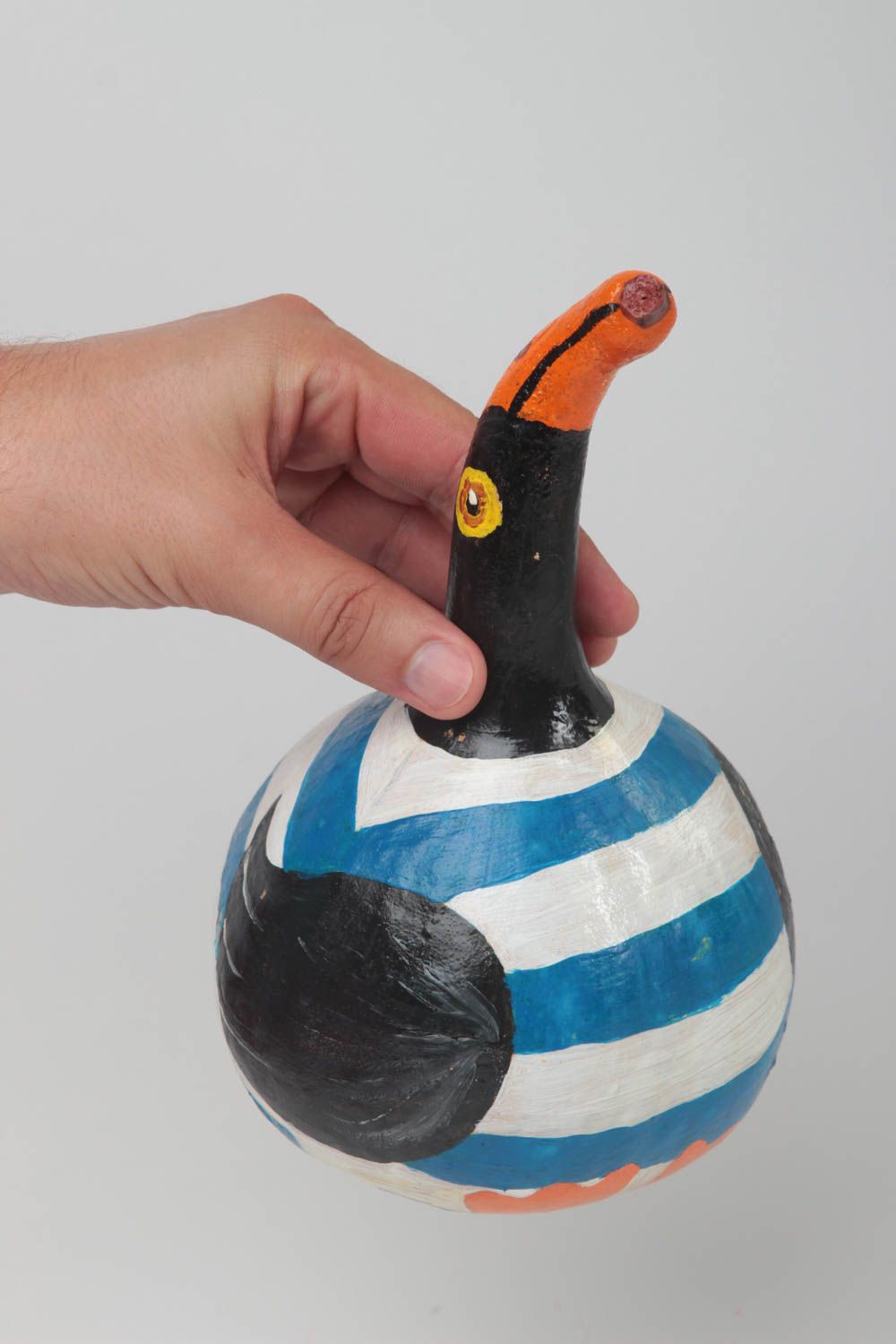 Figura de calabaza hecha a mano pato negro regalo original decoración de casa foto 5