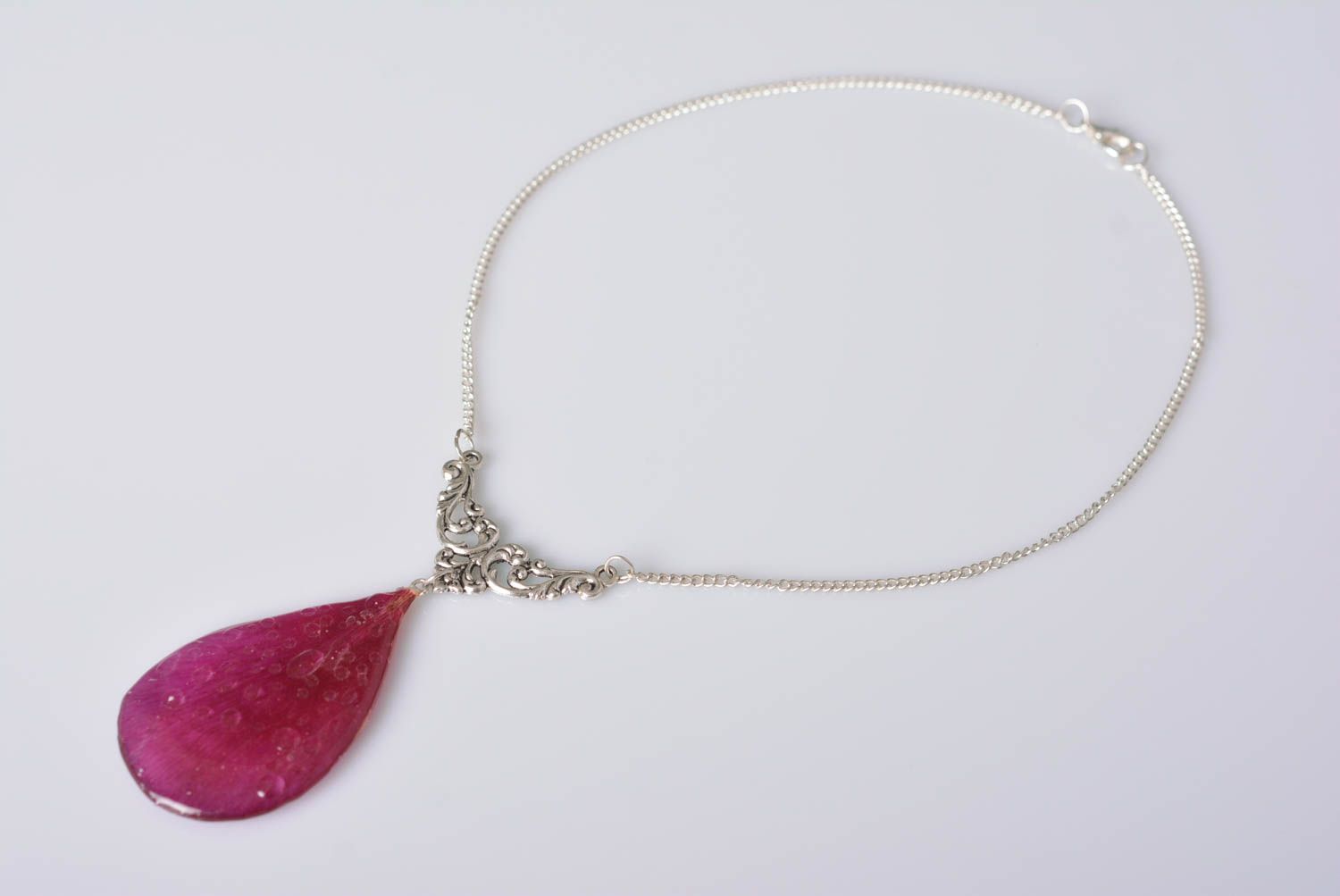 Natural flower pendant handmade chain pendant vintage pendant botanic jewelry photo 3