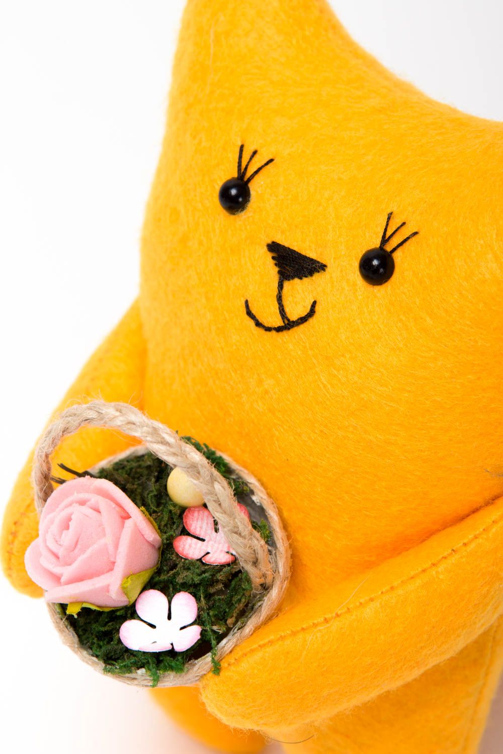 Игрушка кот желтая игрушка ручной работы яркий интересный подарок для хозяйки фото 3