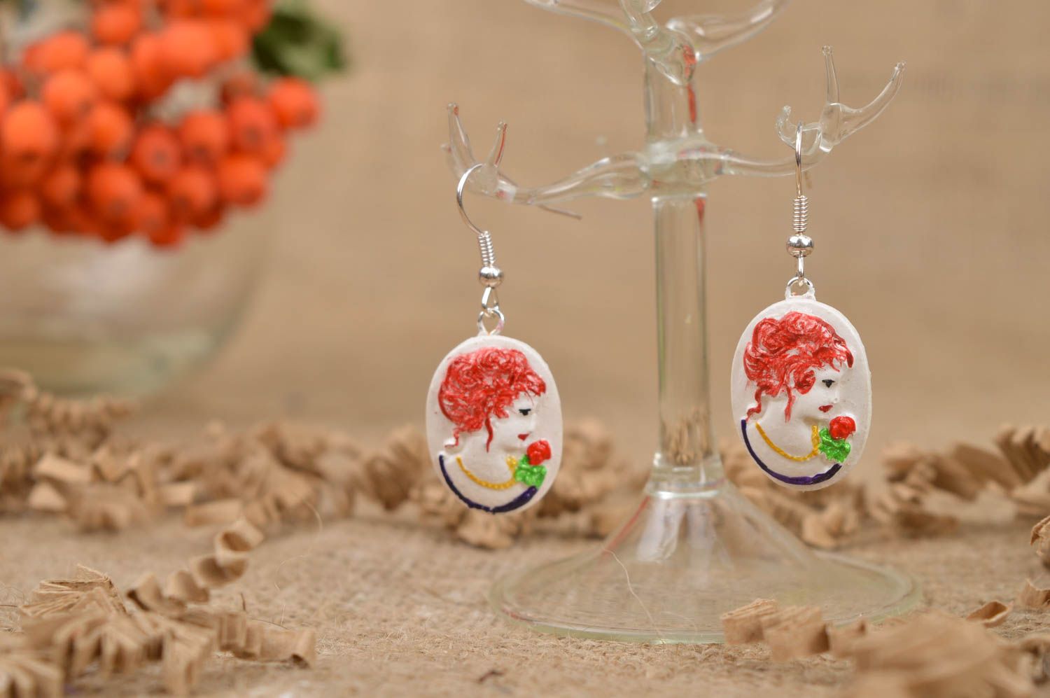 Damen Ohrringe Geschenk für Frauen Schmuck aus Keramik Handgemachte Ohrringe foto 1