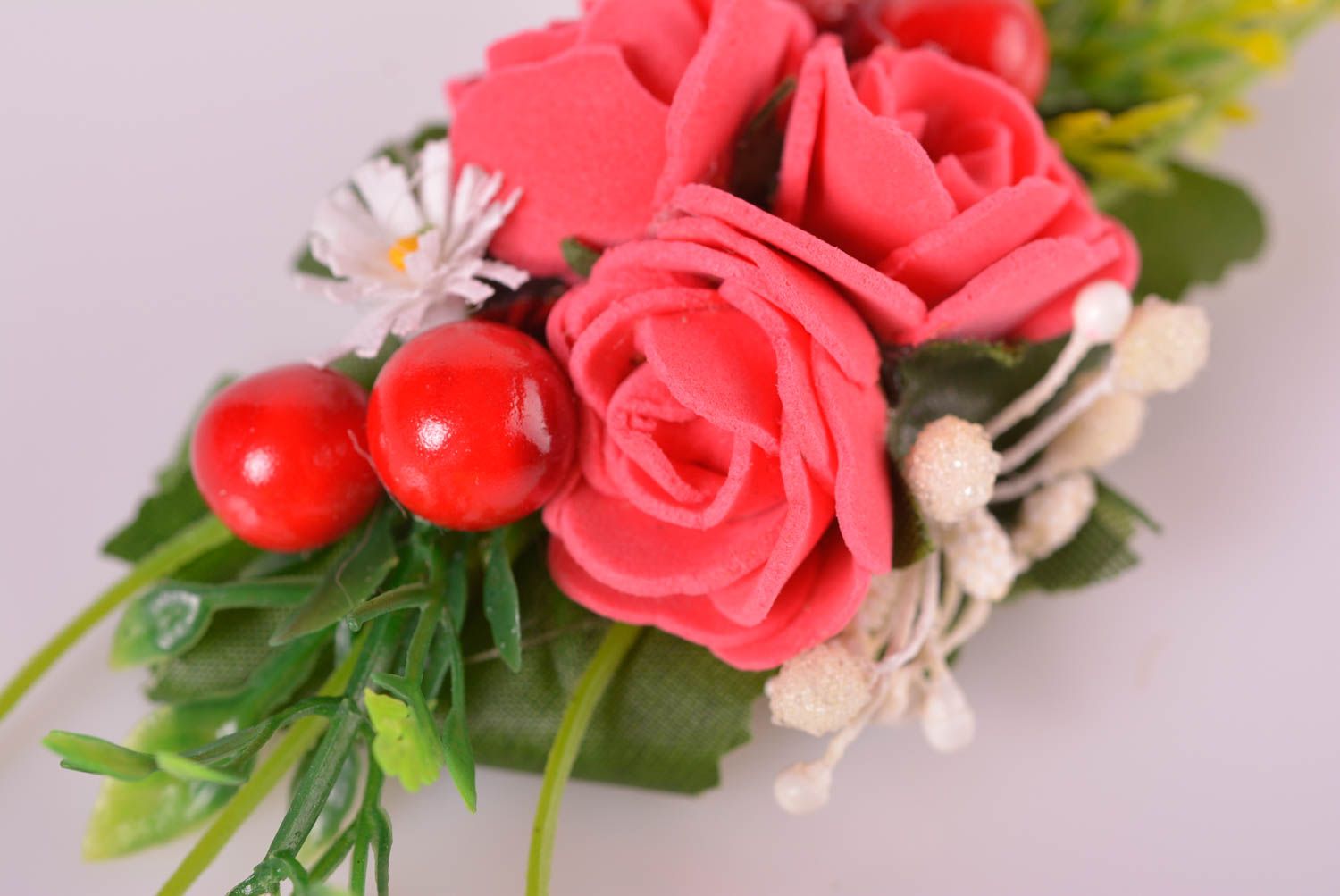 Симпатичное украшение ручной работы заколка с цветком розы аксессуар для волос фото 3