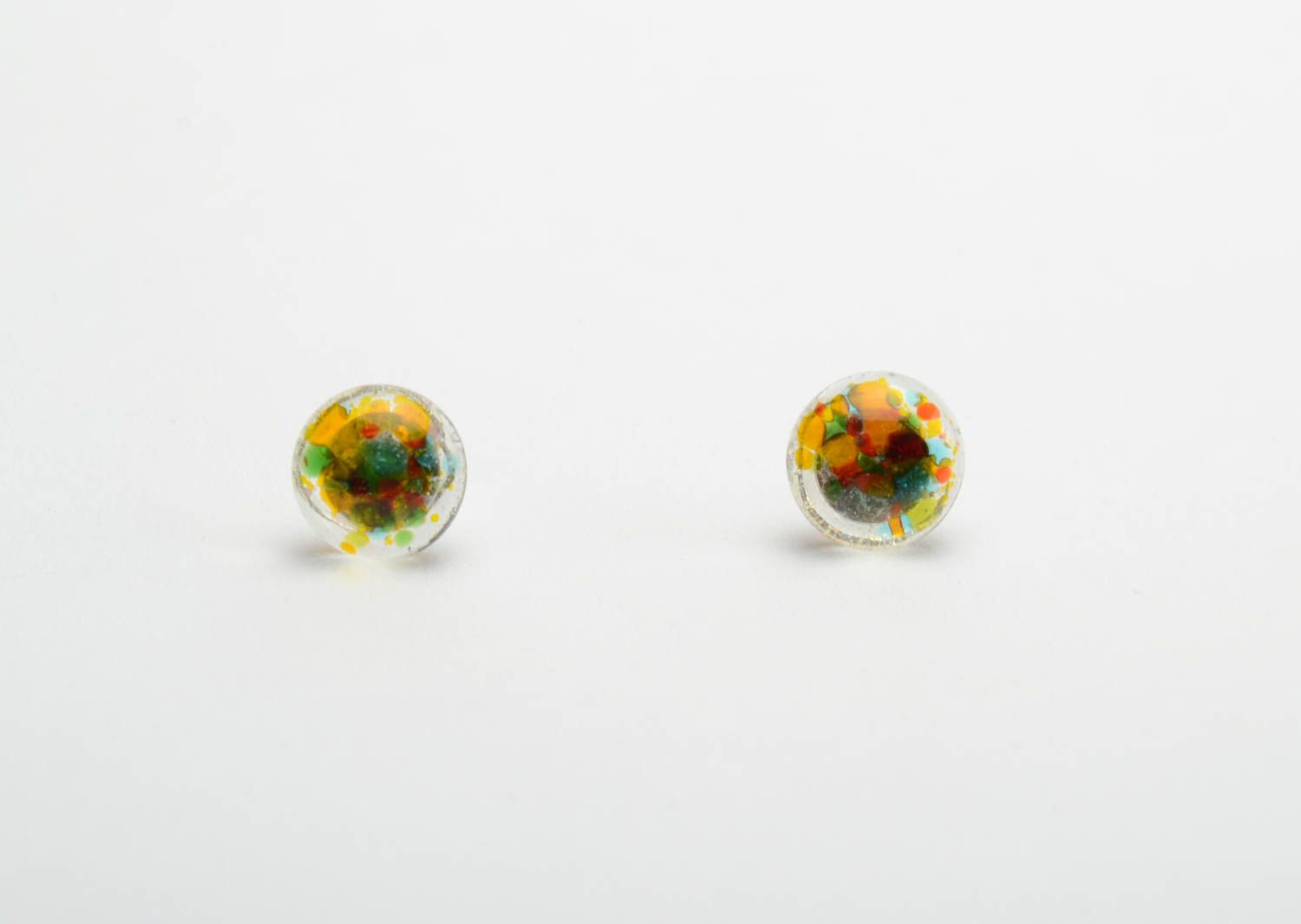 Small round earrings made of glass beautiful women accessory for every day photo 5