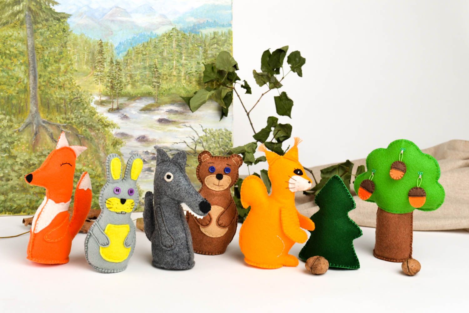 Игрушки ручной работы фетровые игрушки в виде животных декор для дома 7 шт фото 1