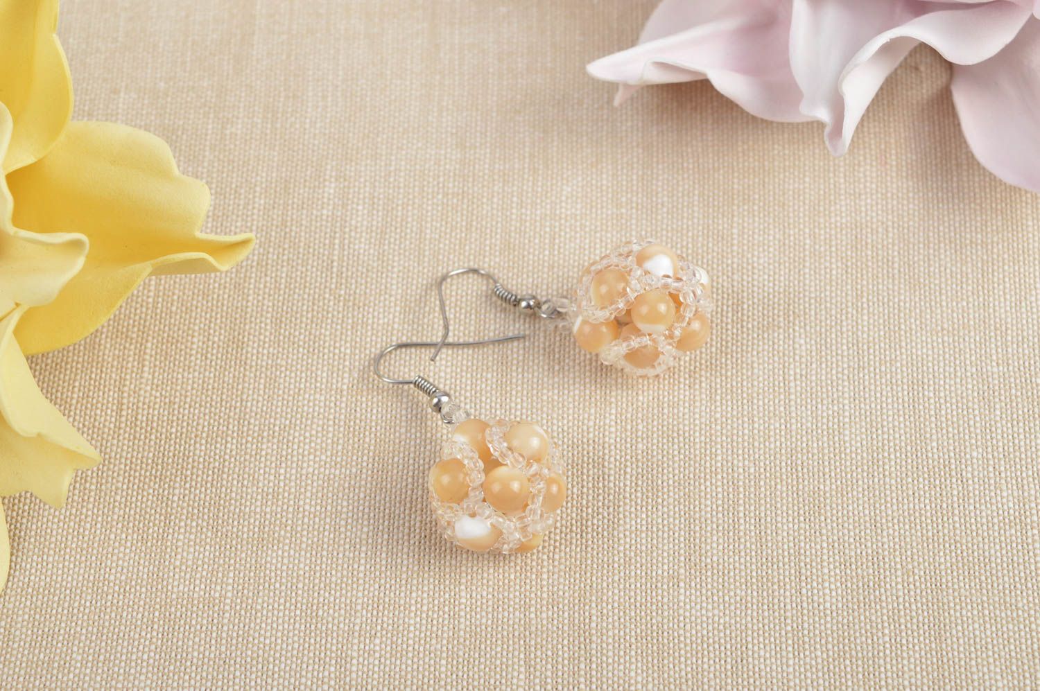 Handmade designer seed beaded jewelry unique earrings present for woman photo 1