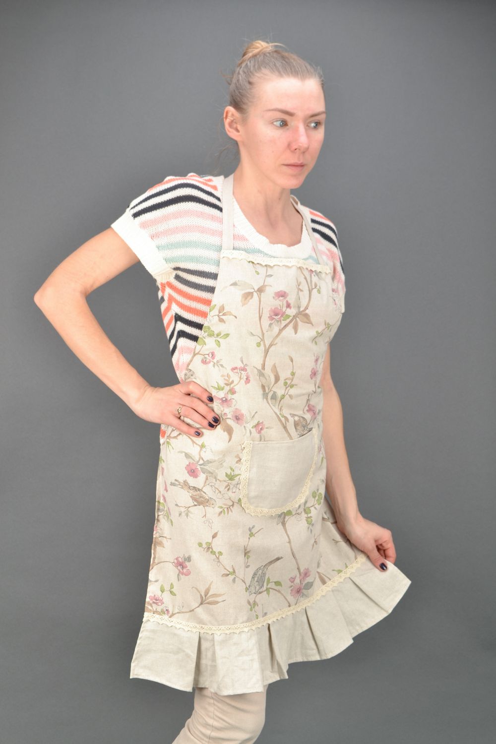 Printed fabric kitchen apron photo 1