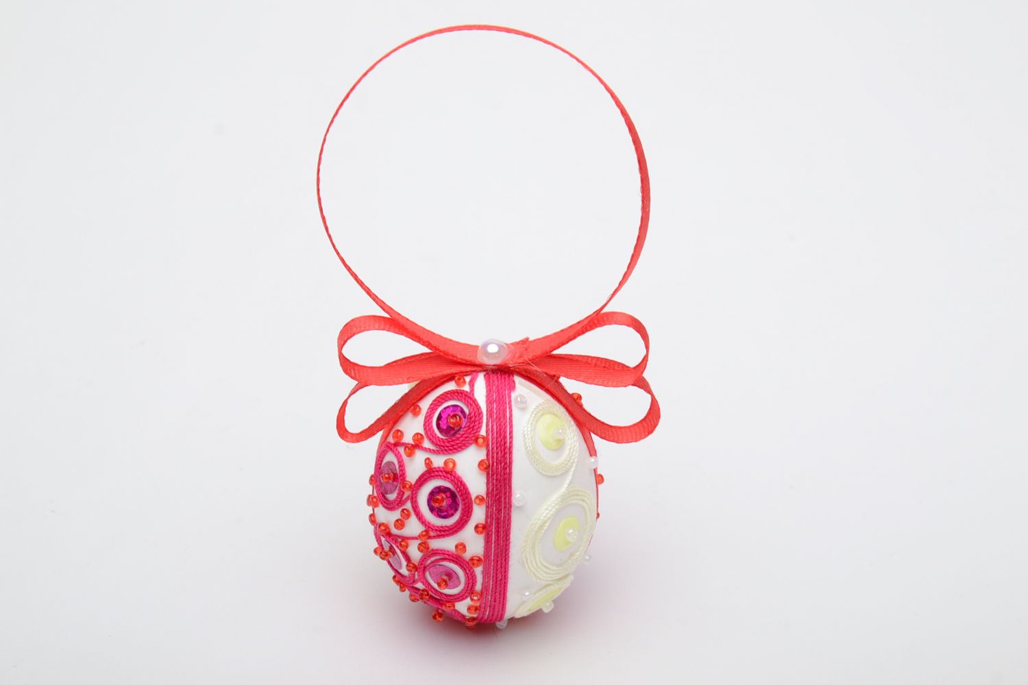 Interior hanging egg with beads and ribbons photo 2