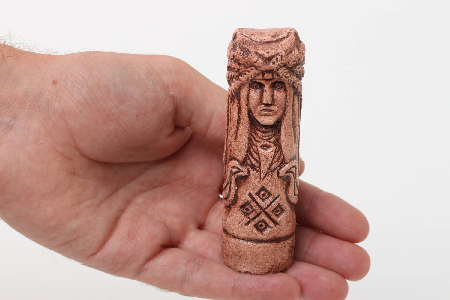 Handmade Slavonic statuette unusual ceramic figurine decorative use only photo 5