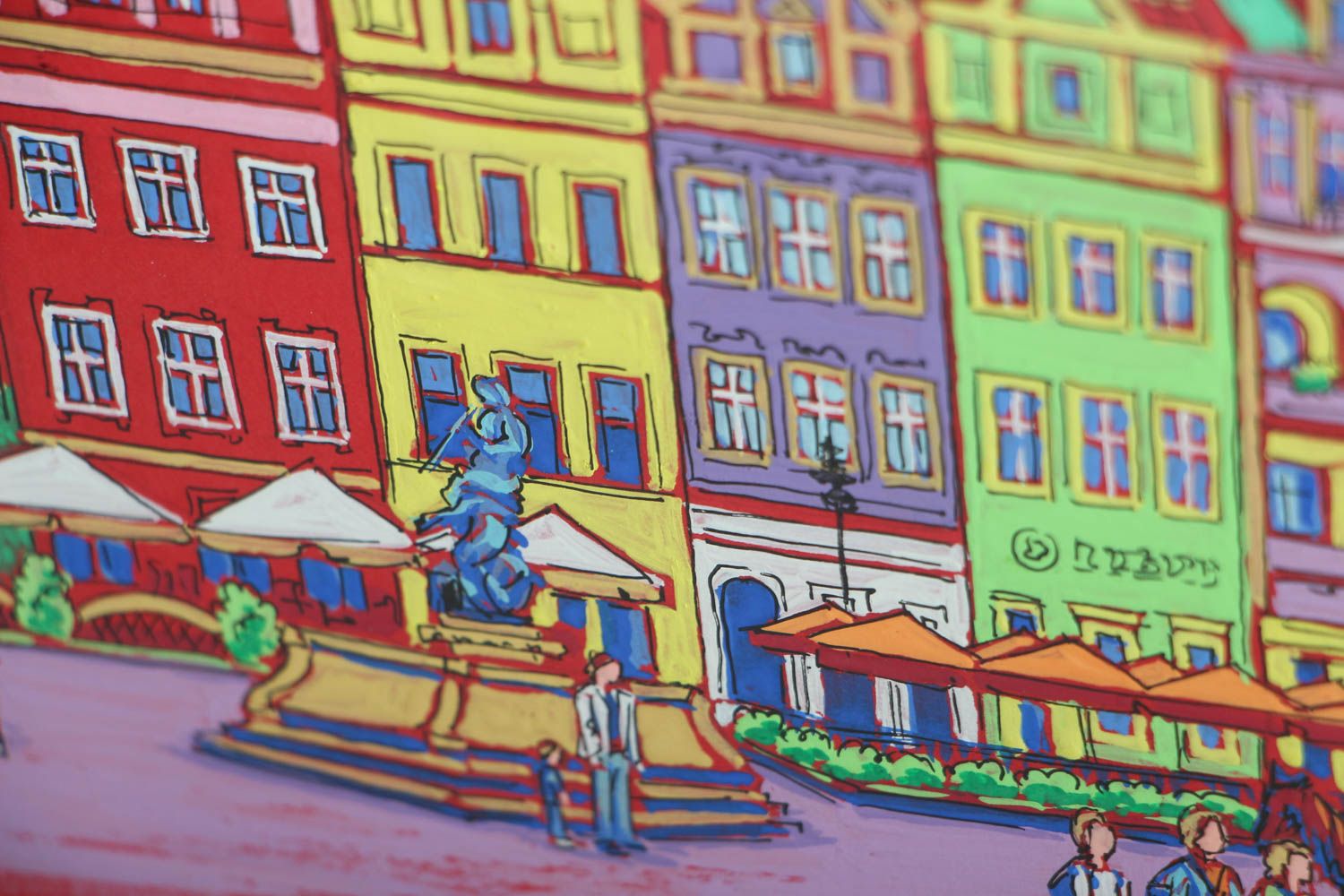 Tableau au crayon de couleur fait main Poznan photo 2