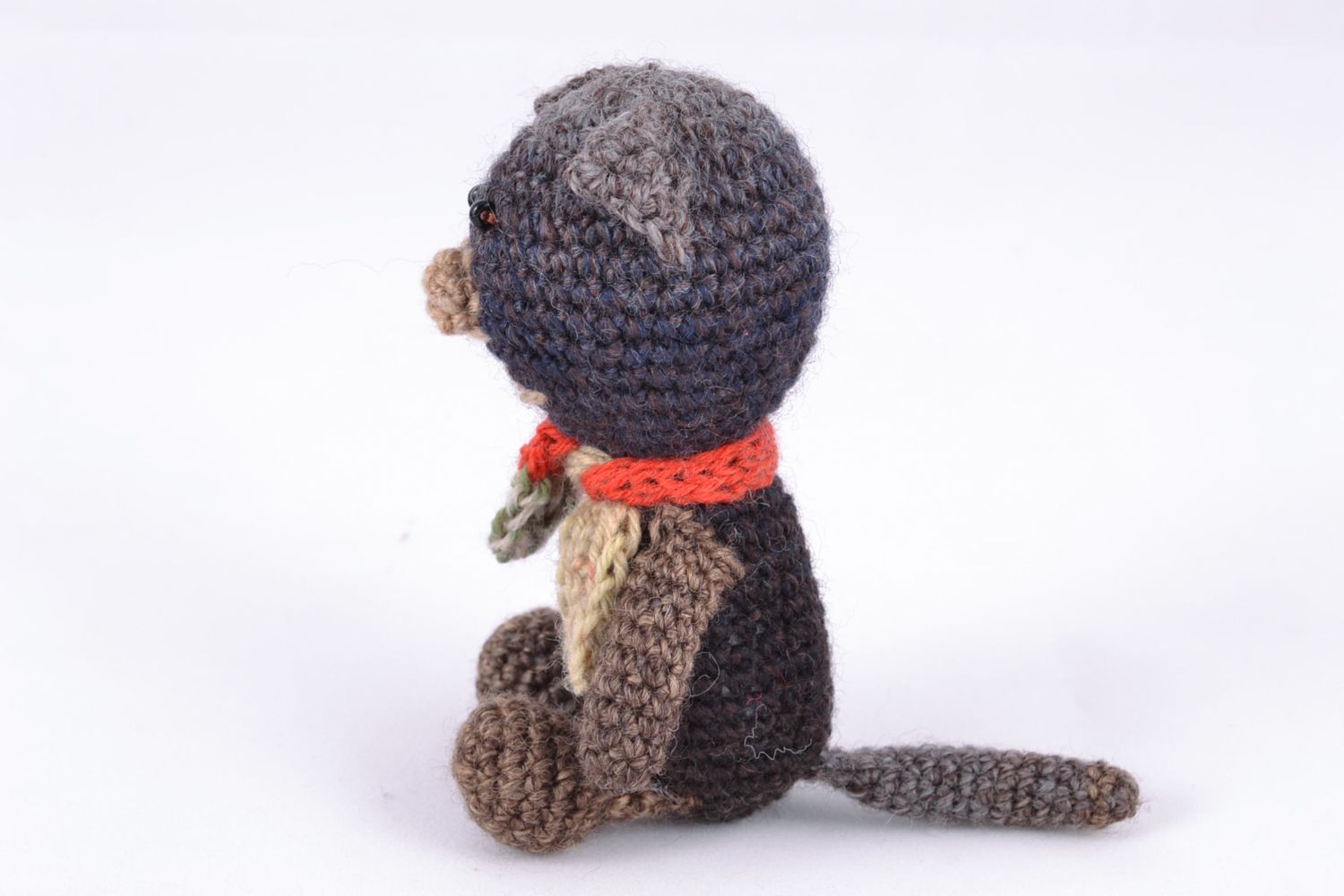Giocattolo a maglia fatto a mano pupazzo morbido a forma di gatto grigio foto 5