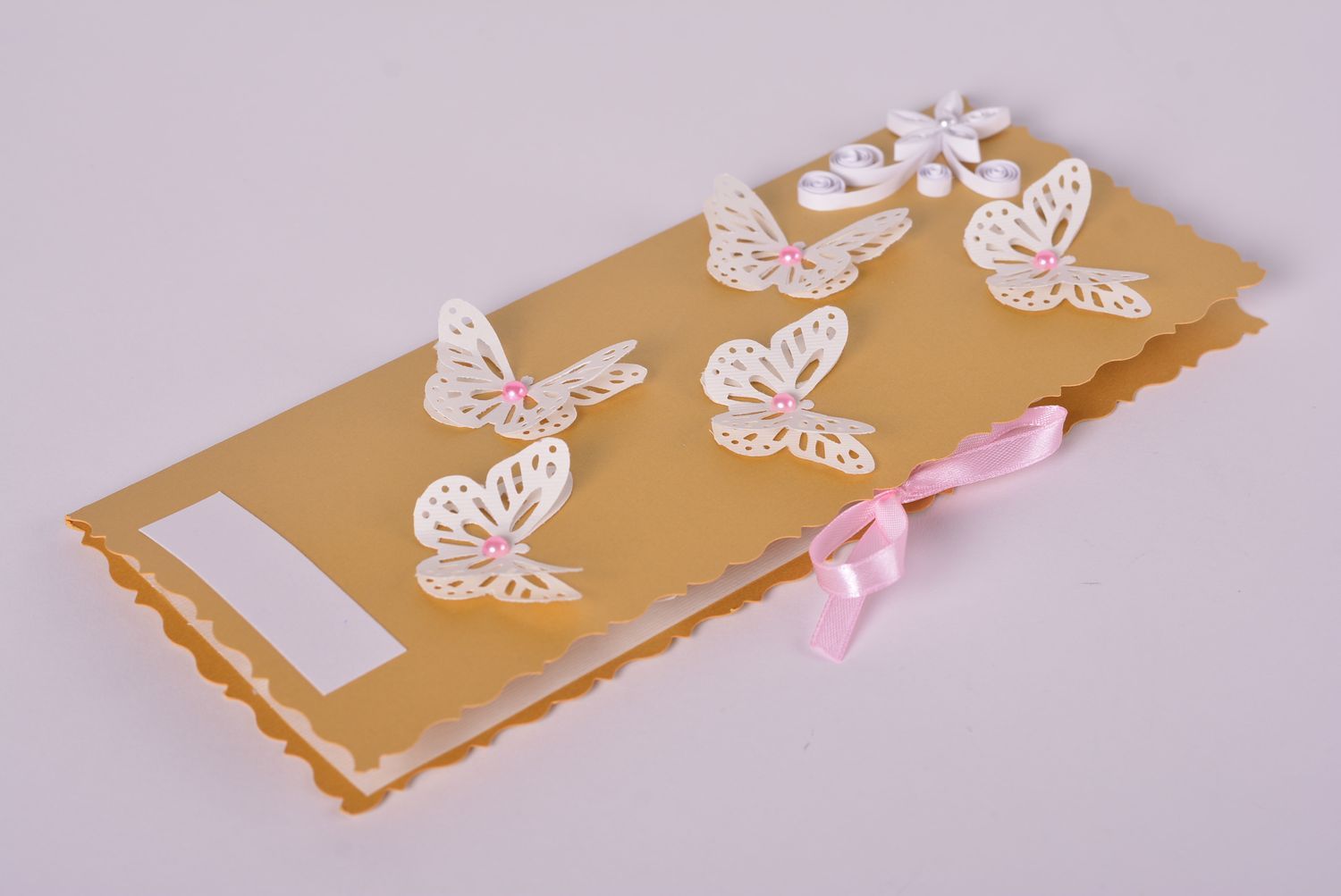Carte de voeux fait main de couleur d'or avec papillons Cadeau original photo 2