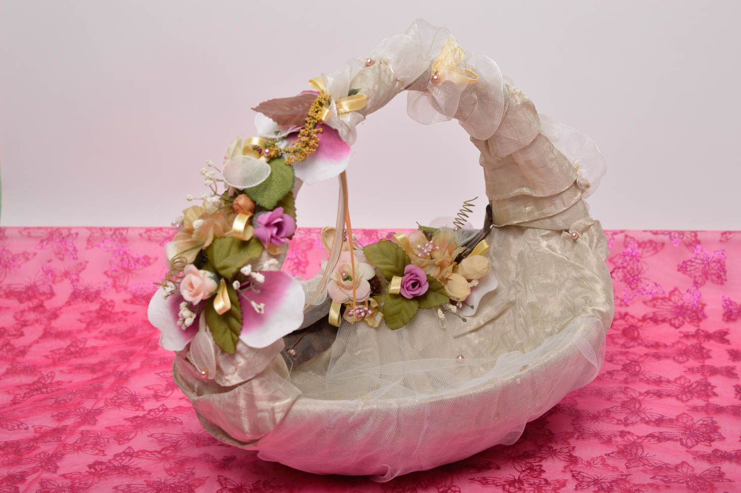 Cesta para flores hecha a mano accesorio de boda detalle original para boda   foto 1