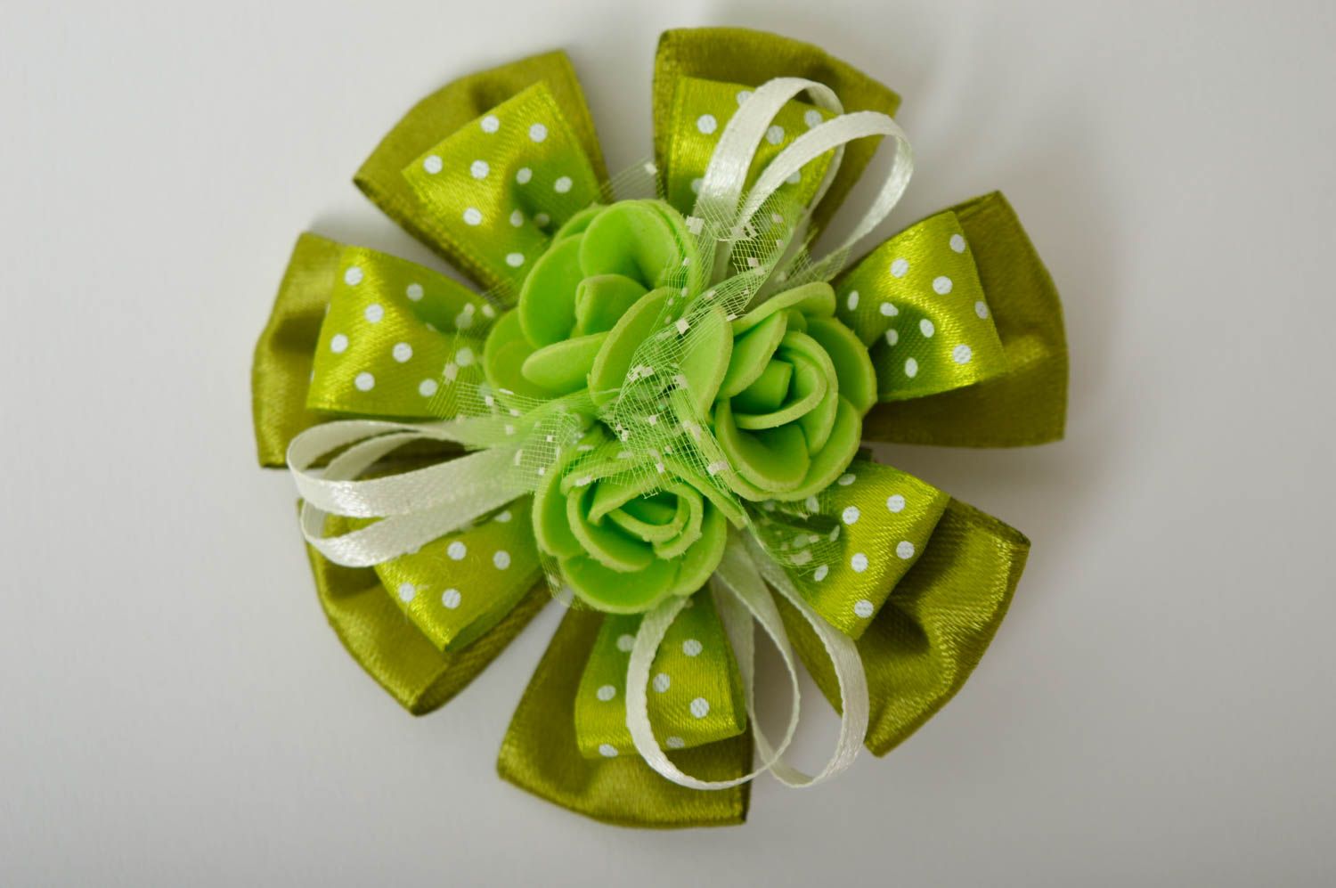 Handmade Haarspange Blume in Grün Kinder Modeschmuck Accessoire für Haare foto 2
