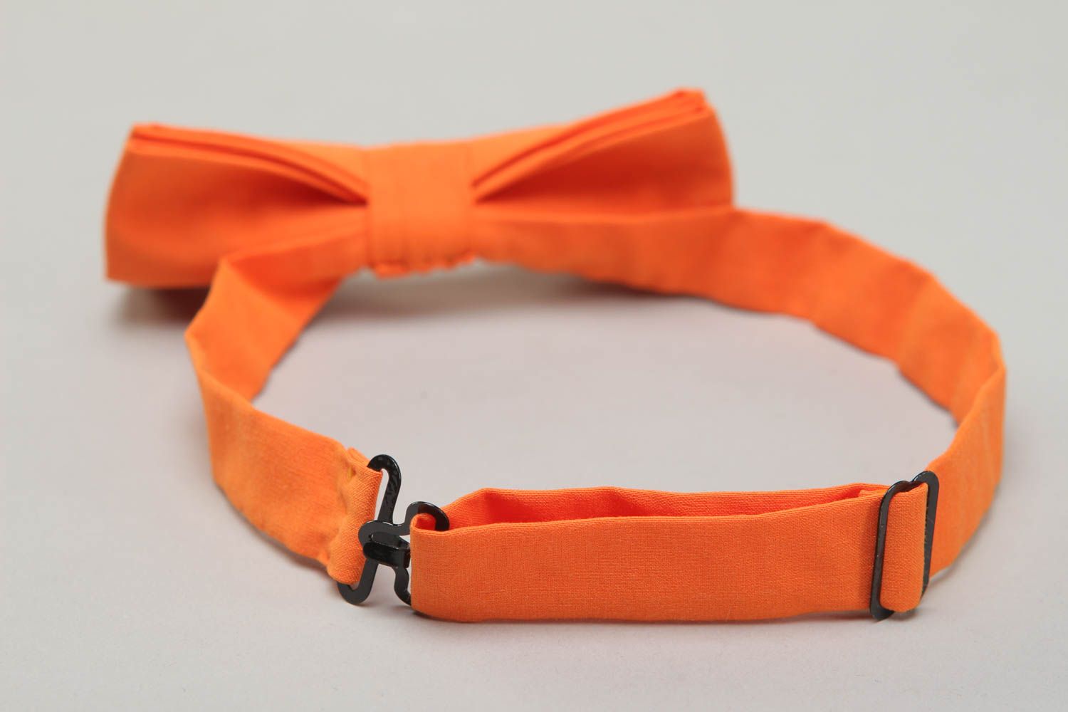 Orange cotton fabric bow tie photo 3