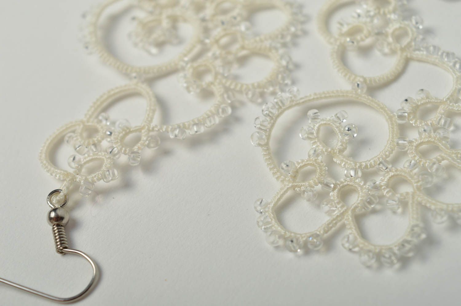 Handmade woven lace earrings artisan jewelry designs beautiful jewellery photo 5