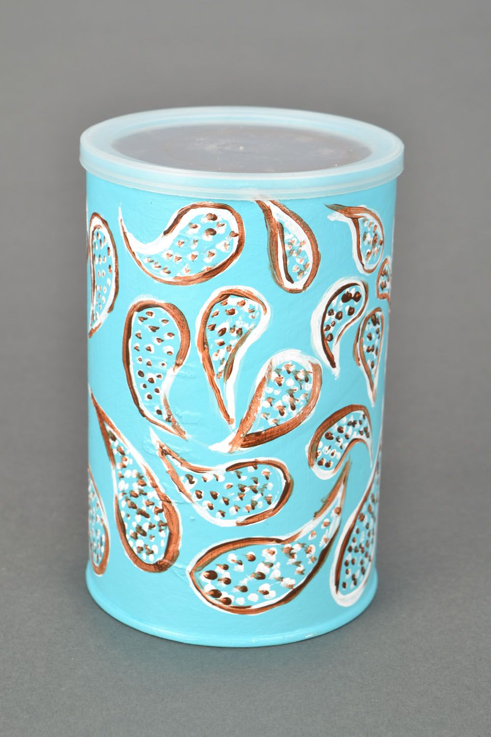 Decorative jar for bulk products with hand-painted pattern in blue color 0,17 lb photo 1