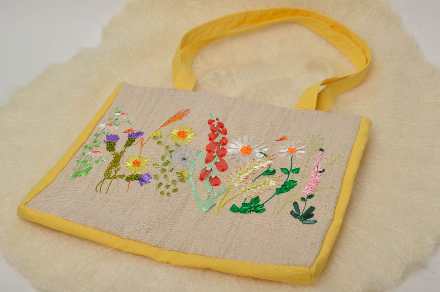 Handmade beautiful textile bag designer shoulder bag unusual cute accessory photo 1