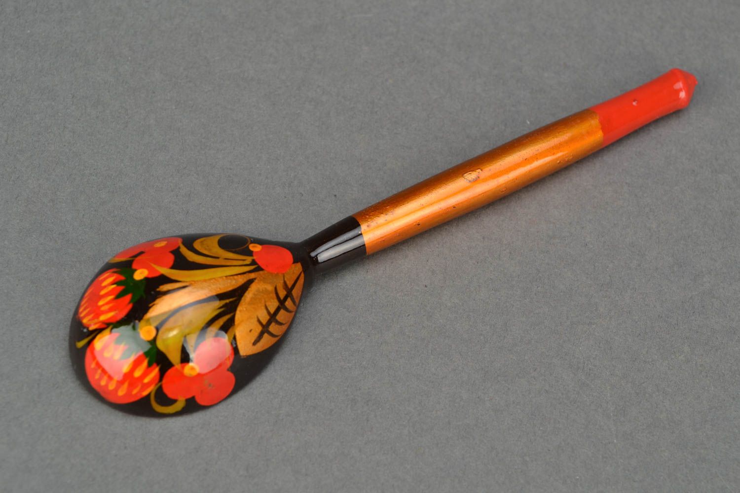 Wooden teaspoon in Khokhloma style photo 3