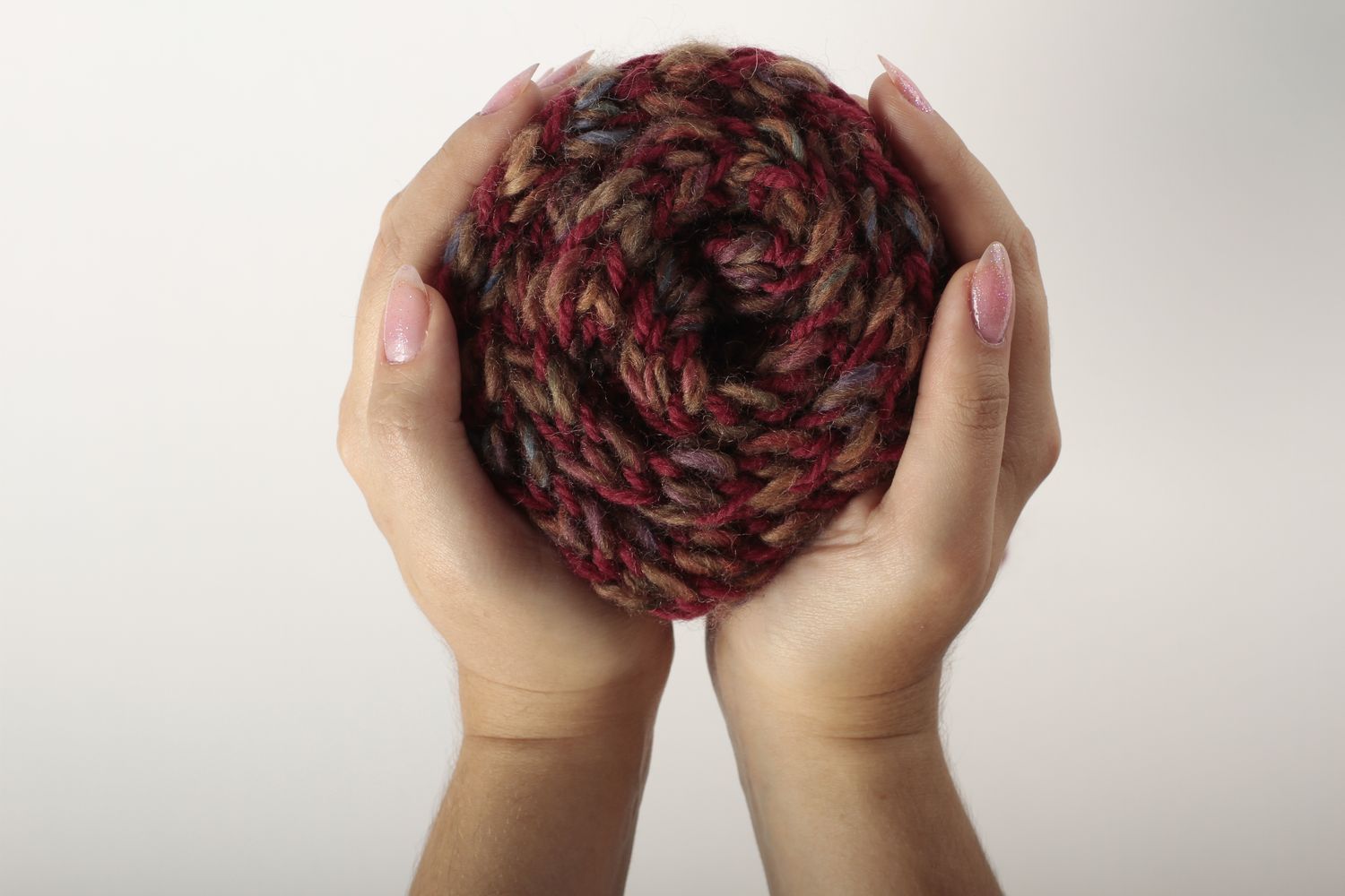 Écharpe au tricot faite main Vêtement femme homme marron-rouge laine Idée cadeau photo 4