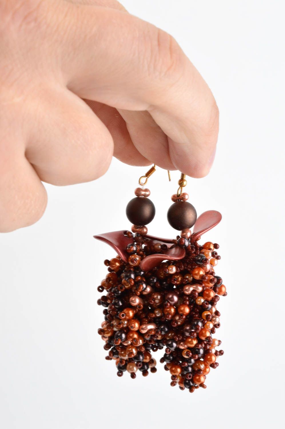 Handmade earrings beaded jewelry designer accessories dangling earrings photo 3