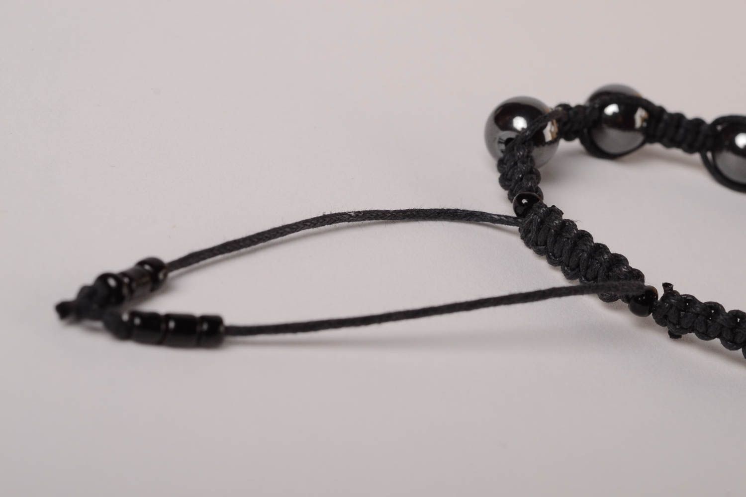 Браслет ручной работы браслет из шнурка браслет с камнем гематитом черный фото 6