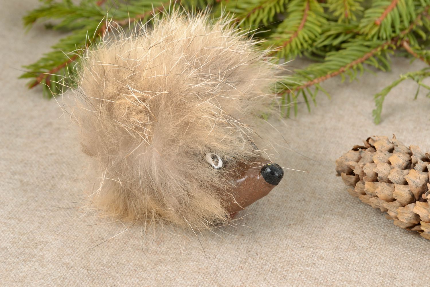 Papier mache statuette of fluffy hedgehog photo 1
