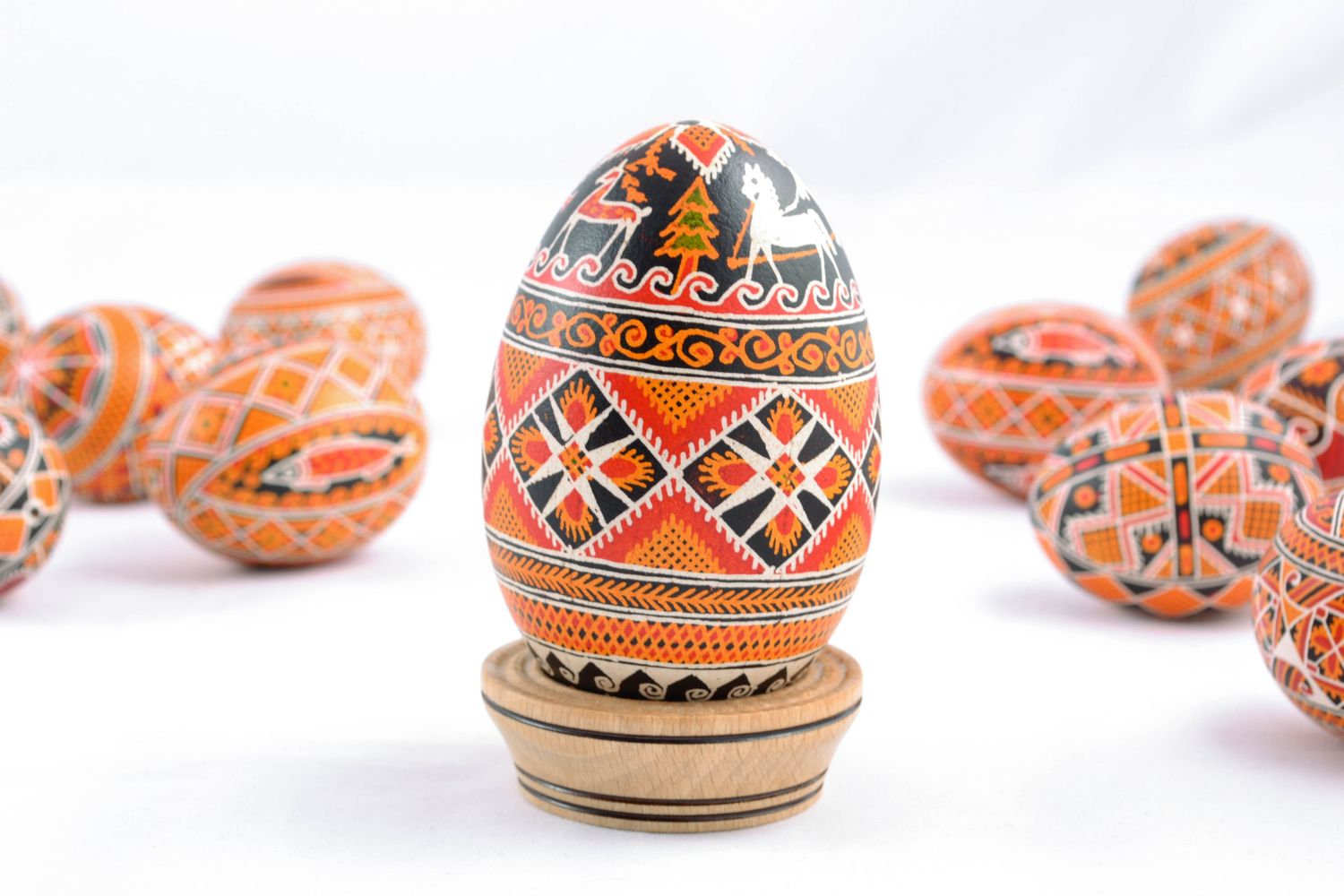 Handmade painted Easter egg with patterns photo 1