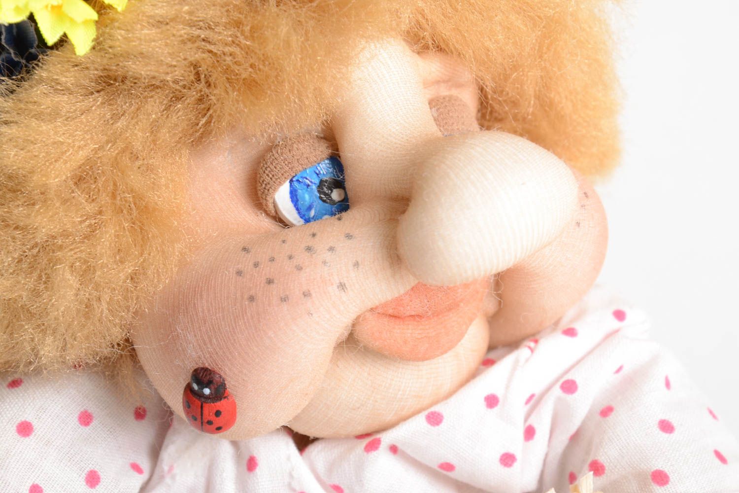 Авторская кукла игрушка ручной работы тряпичная кукла домовенок с мешком фото 3