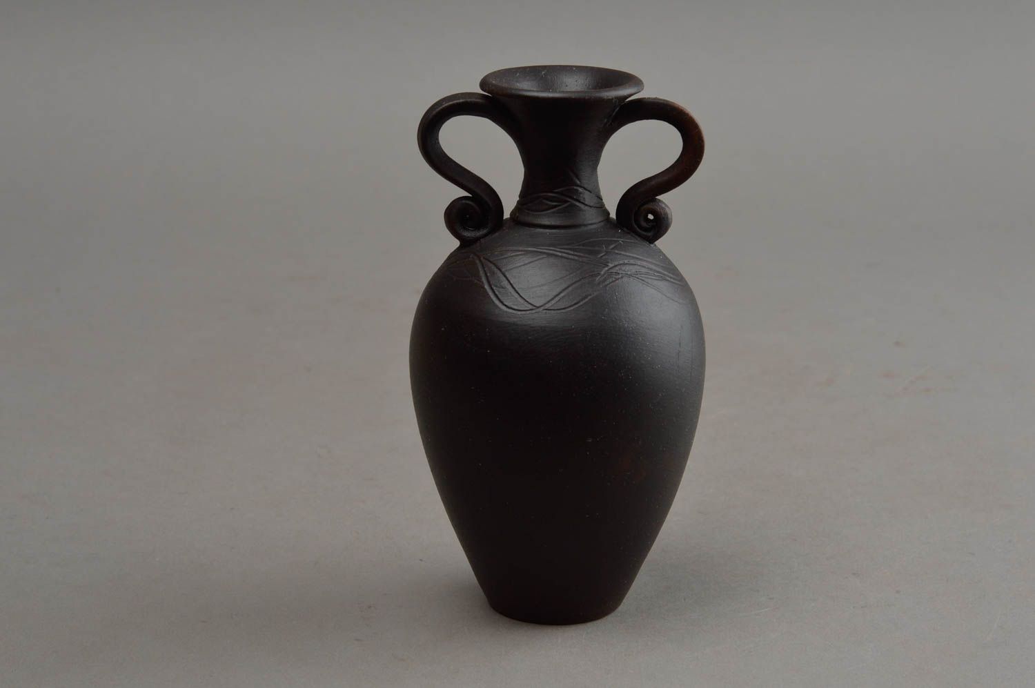 Dark brown 5 oz clay vase ancient-style pitcher with two handles 5,5, 0,45 lb photo 7
