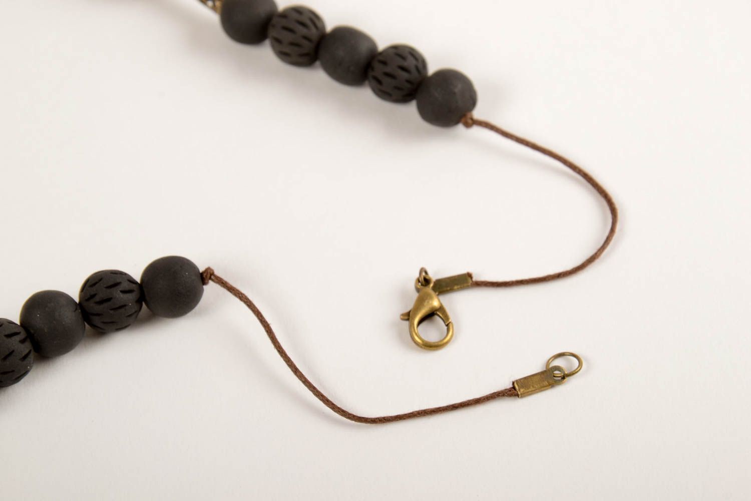 Handmade vintage necklace ceramic accessories clay pendant eco friendly jewelry photo 4