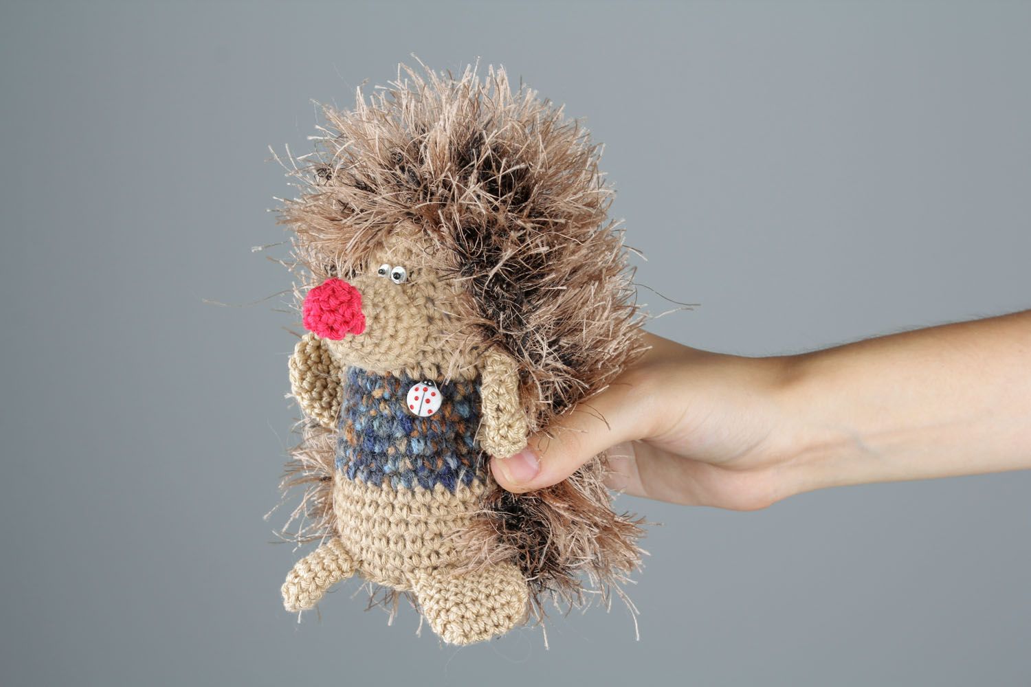 Giocattolo a maglia fatto a mano pupazzo morbido a forma di riccio da bambini foto 2