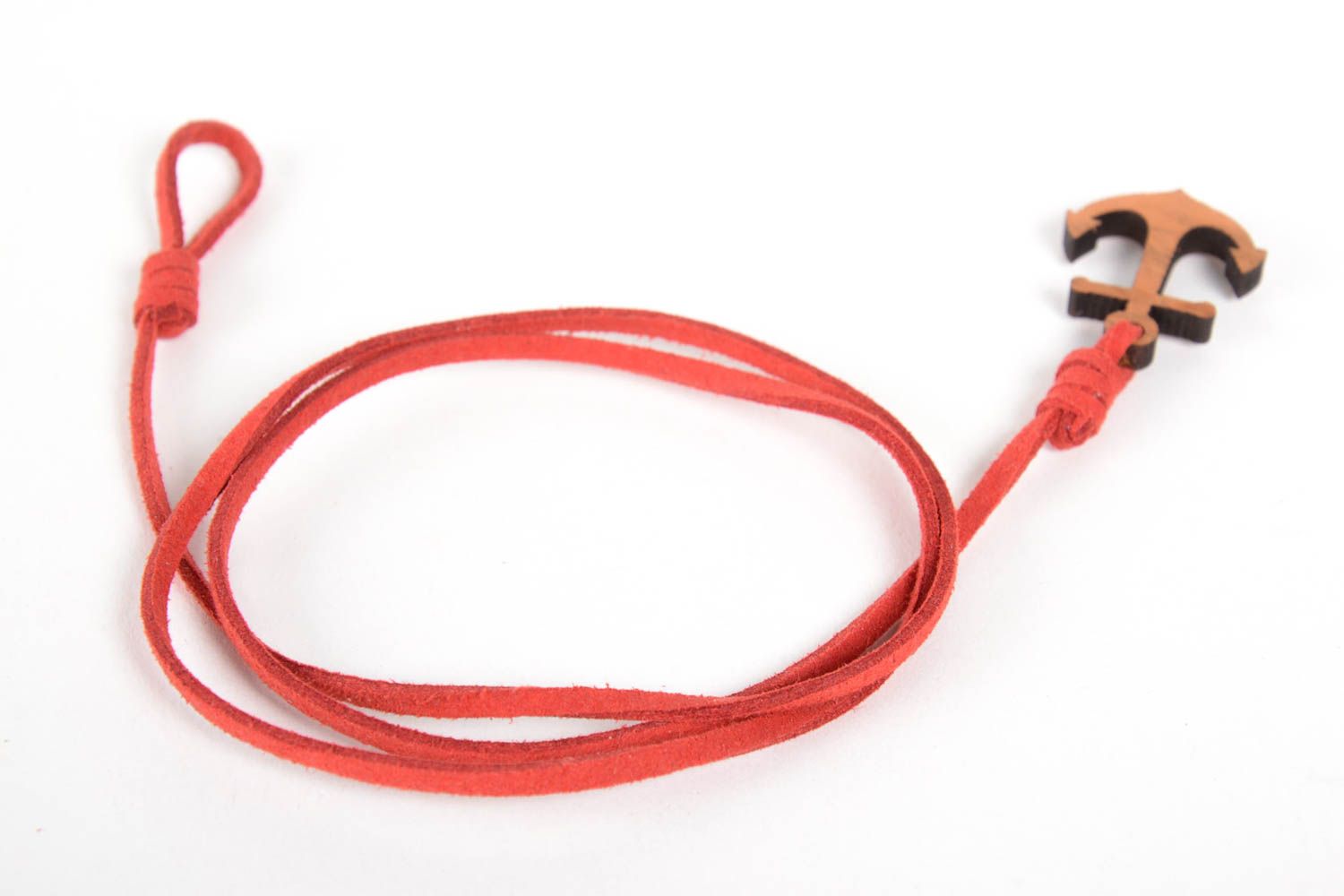 Pulsera hecha a mano color rojo regalo original brazalete artesanal con ancla foto 3