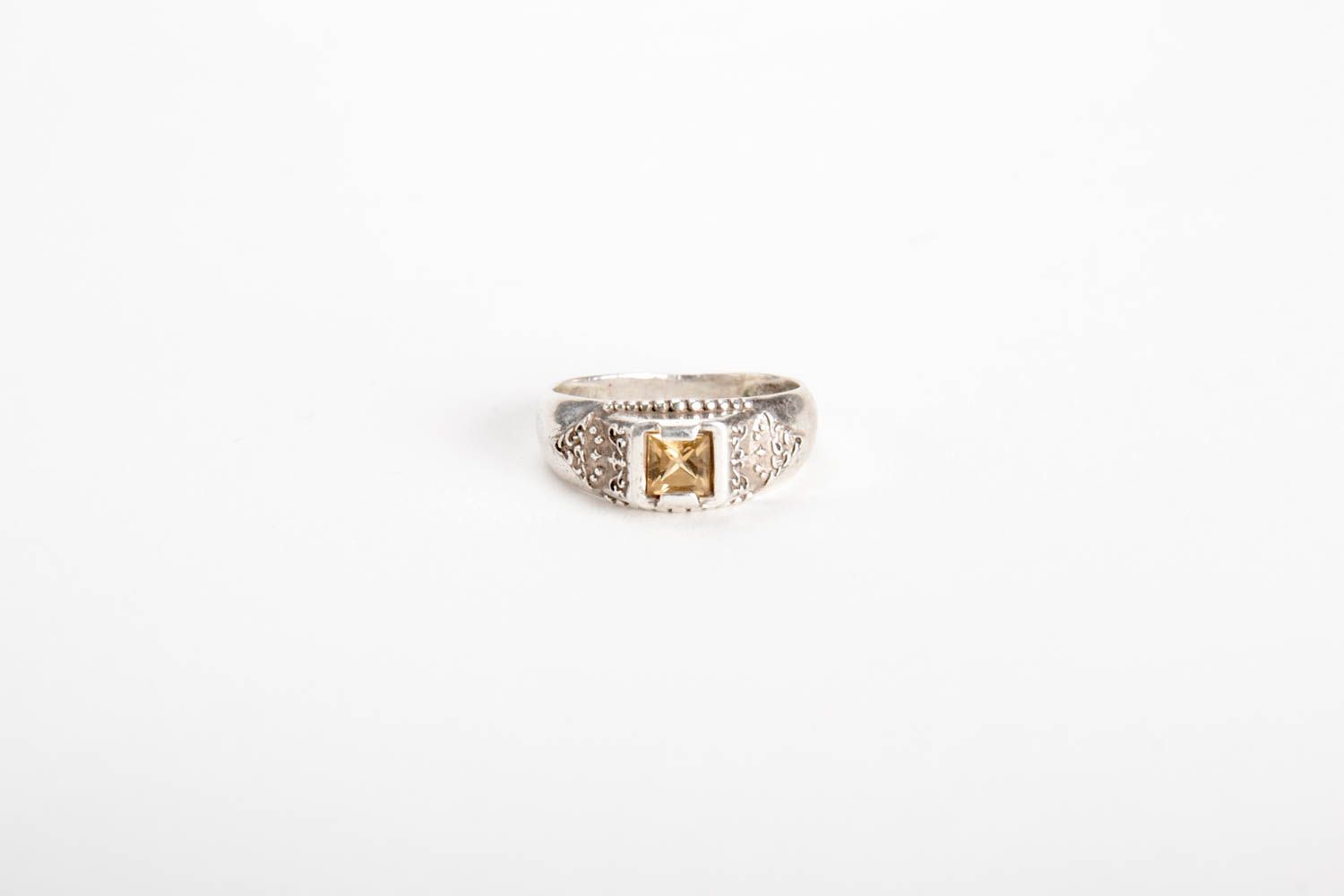Украшение ручной работы серебряный перстень подарок для мужчины с цитрином фото 4
