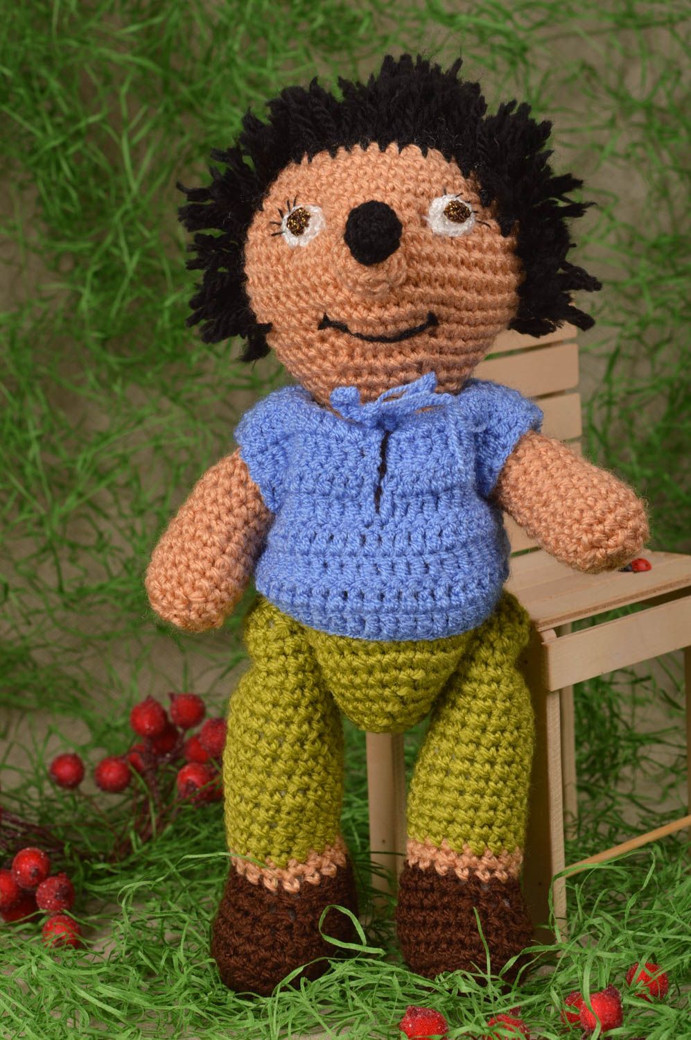Peluche hérisson Jouet fait main tricoté au crochet Cadeau pour enfant photo 1