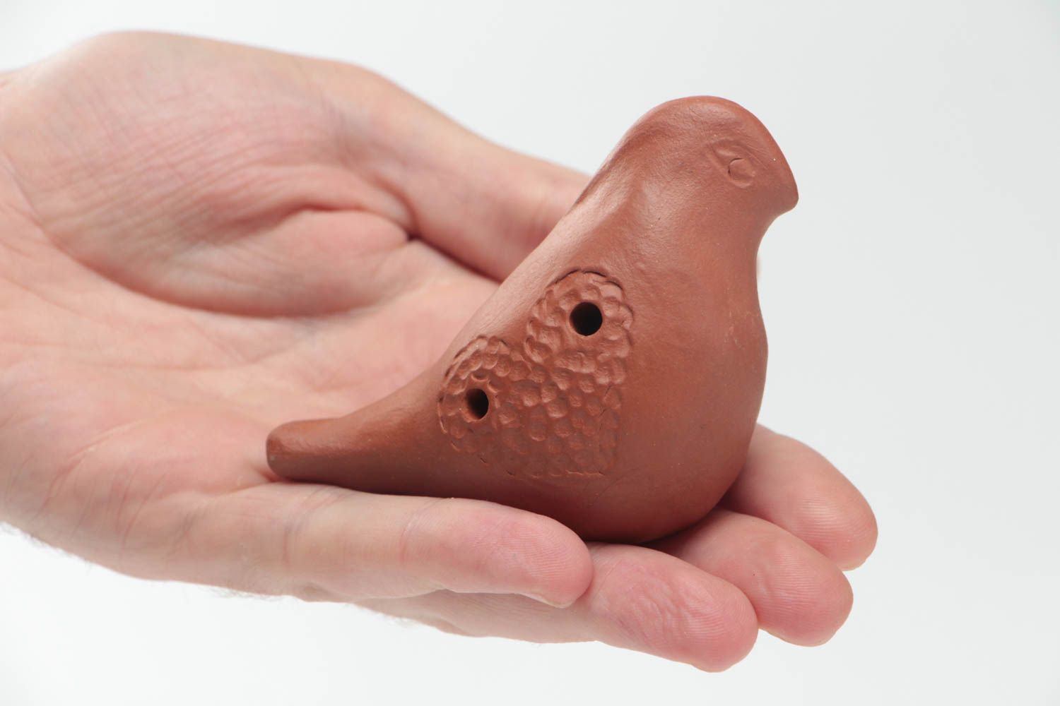 Sifflet ocarina oiseau en terre cuite fait main marron original pour enfant photo 5