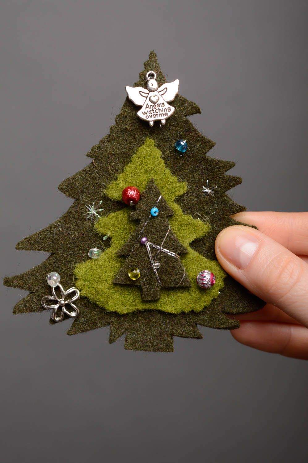 Suspension décorative en feutre magnet sapin décoration de Noël faite main photo 3